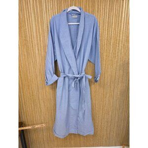 Vermont Country Store 2x Unisex Light Blue Womens Cotton Robe Pockets Belted
